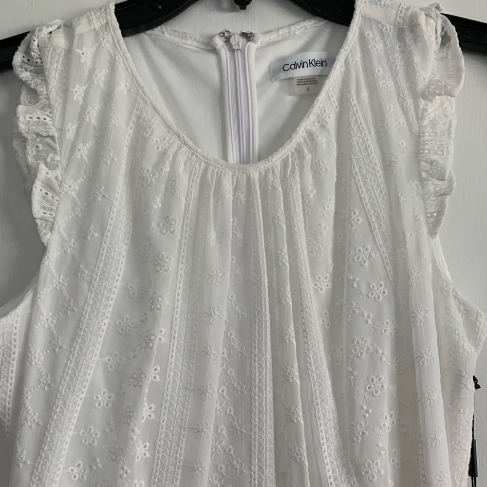 Calvin Klein Eyelet Tier-Hem Dress - Picture 3 of 9